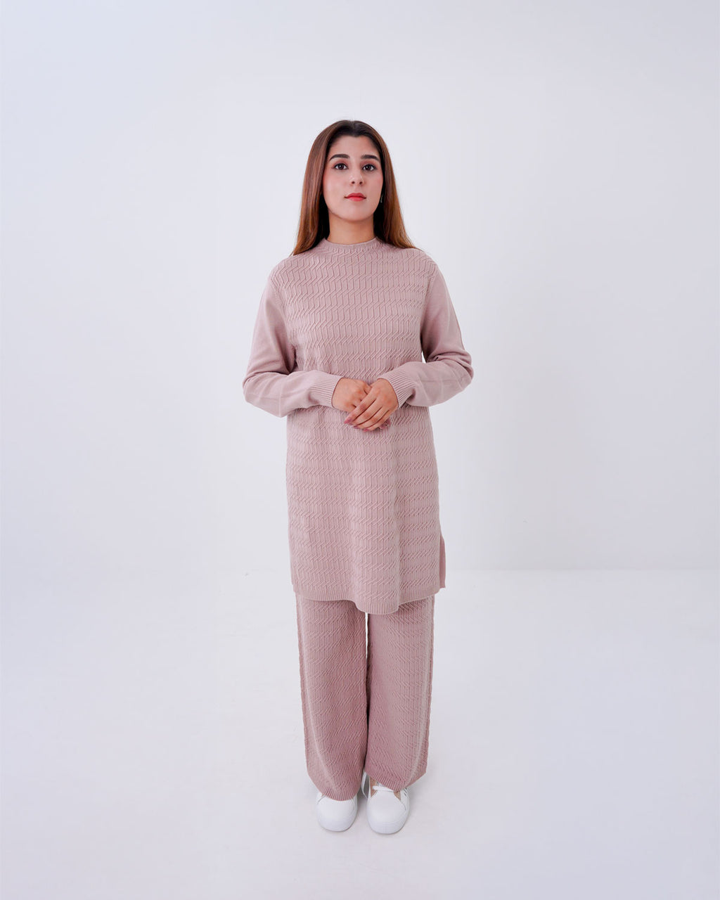 Women’s 2-Piece line pattern Knit Lounge Co-ord Set