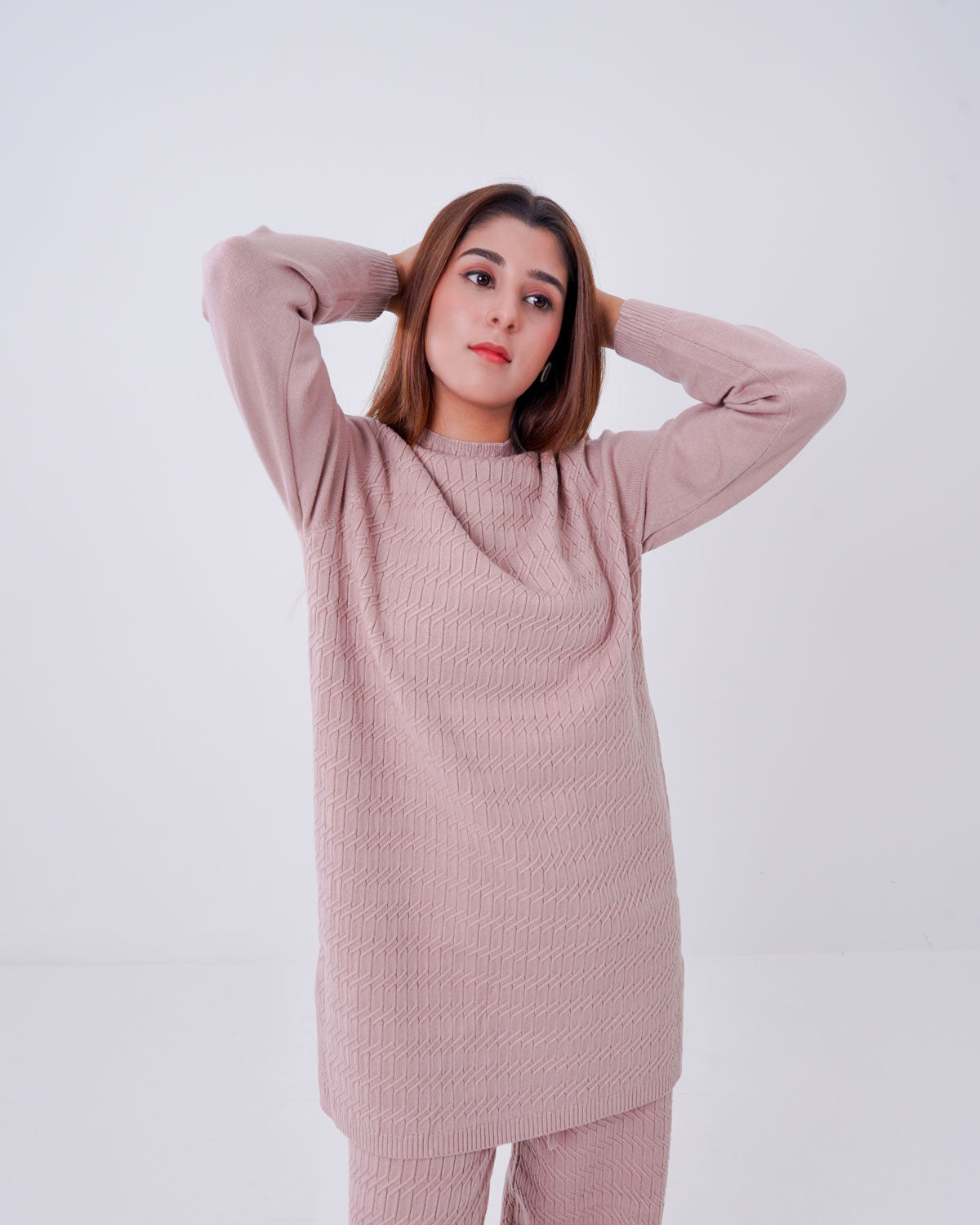 Women’s 2-Piece line pattern Knit Lounge Co-ord Set