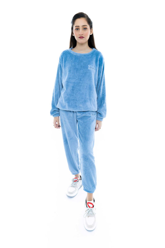 Light Blue Velour Lounge Set for Women