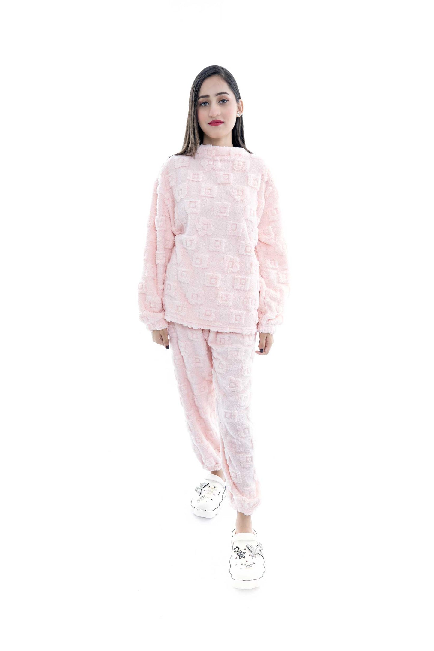 Soft Pink Textured Loungewear Set - 2 Piece