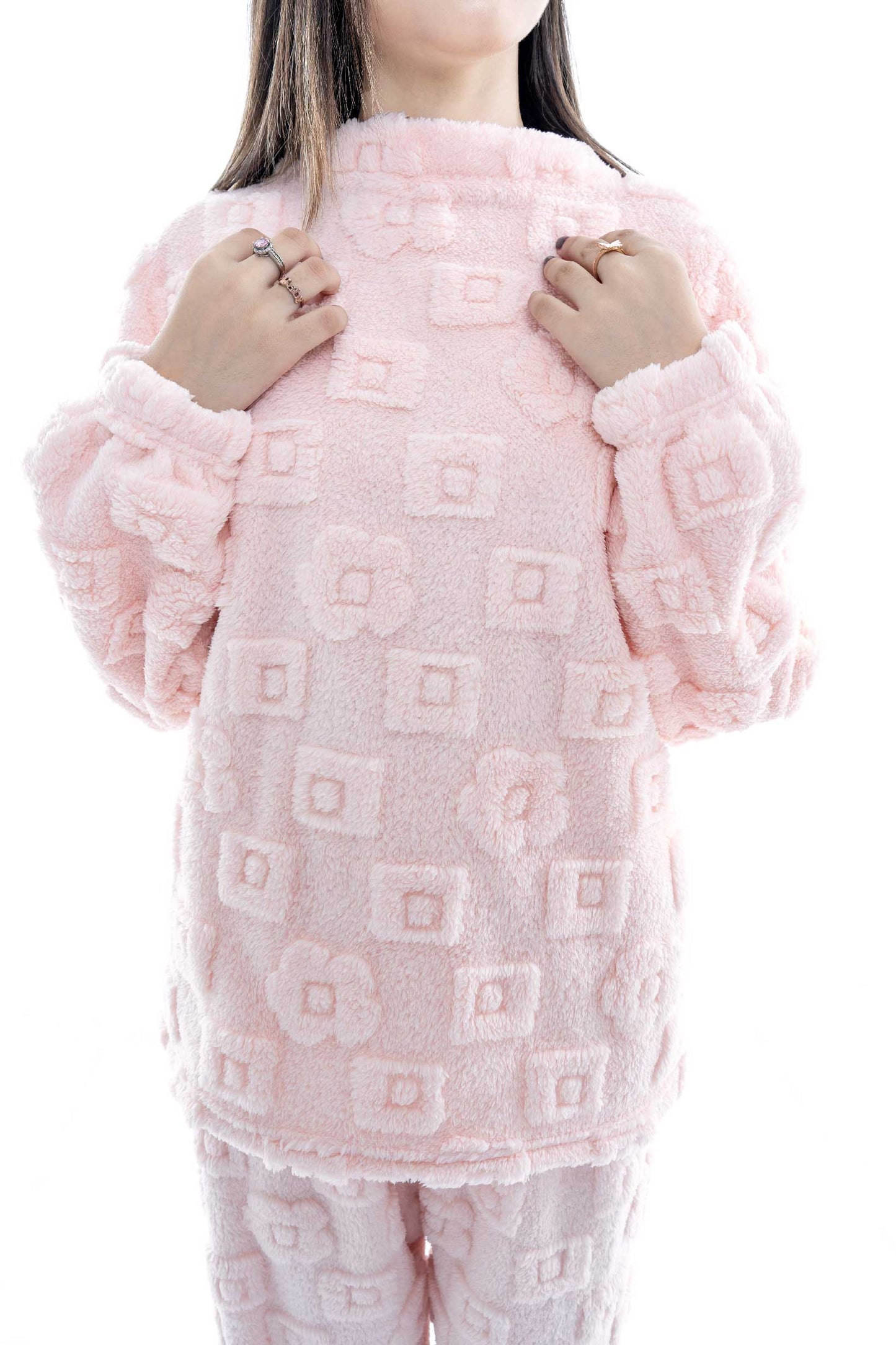 Soft Pink Textured Loungewear Set - 2 Piece