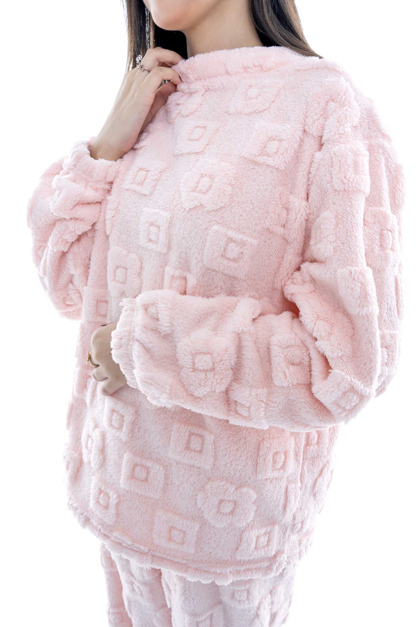 Soft Pink Textured Loungewear Set - 2 Piece