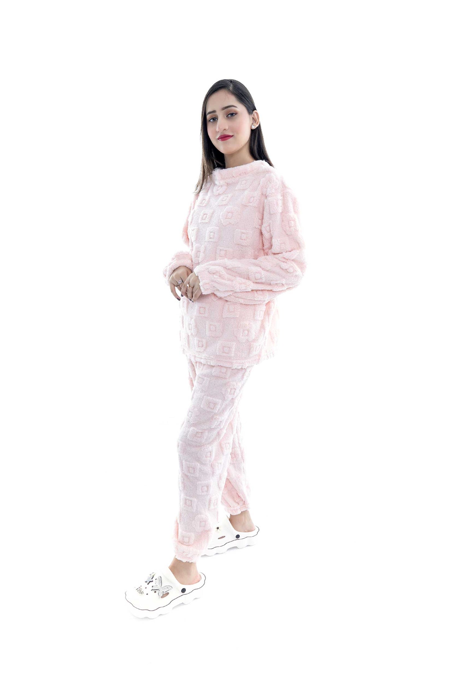 Soft Pink Textured Loungewear Set - 2 Piece