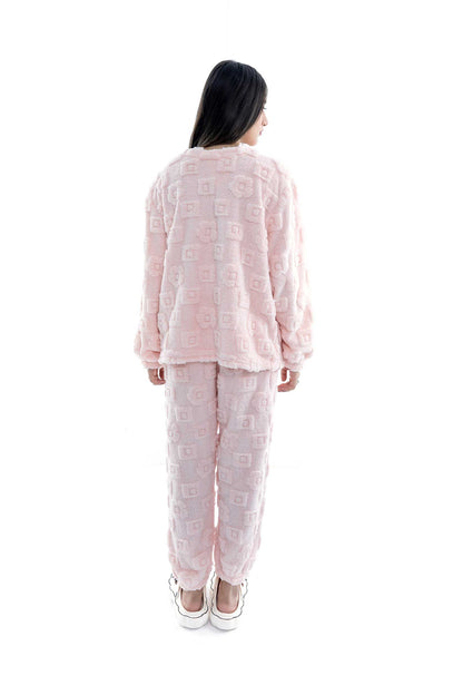 Soft Pink Textured Loungewear Set - 2 Piece