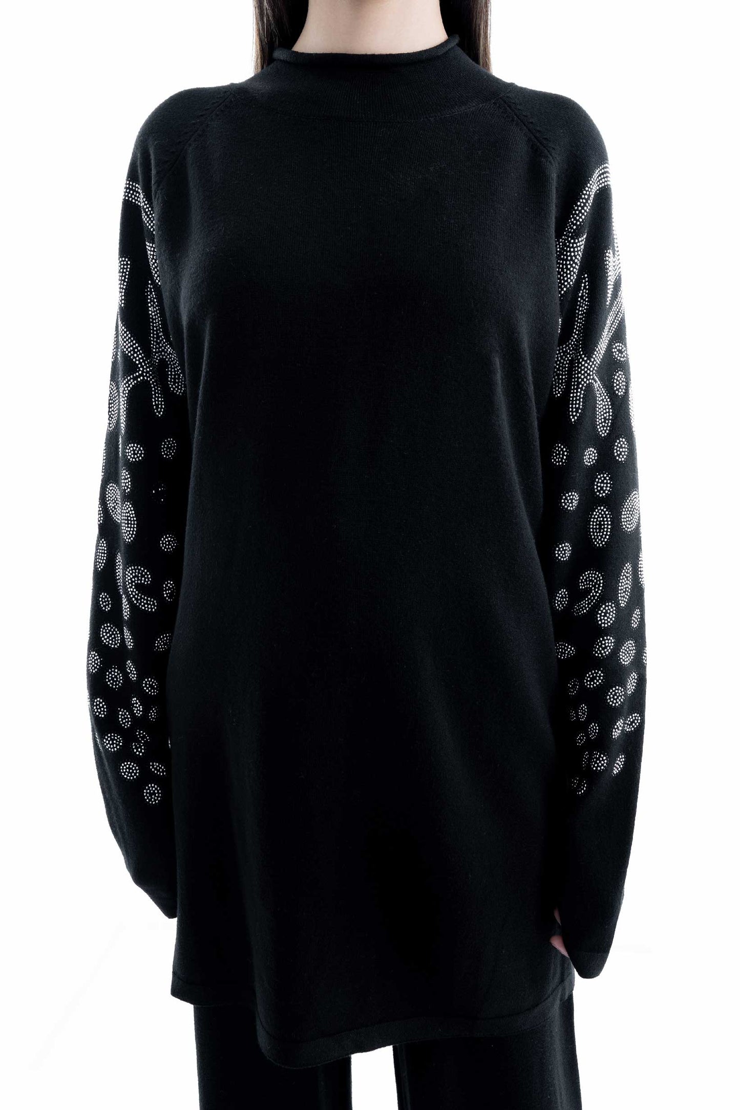 Black Embroidered Sleeve Tunic Set