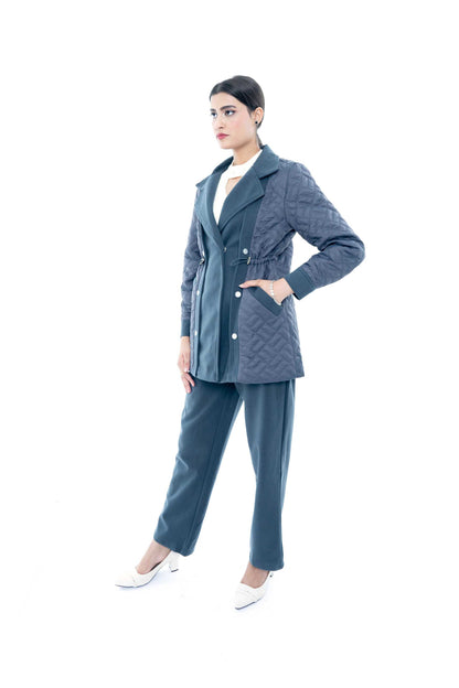 Quilted Two-Piece Set in Charcoal Grey