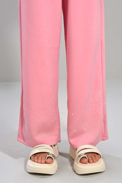 Girls Pink Co-ord Set with Beige Scarf