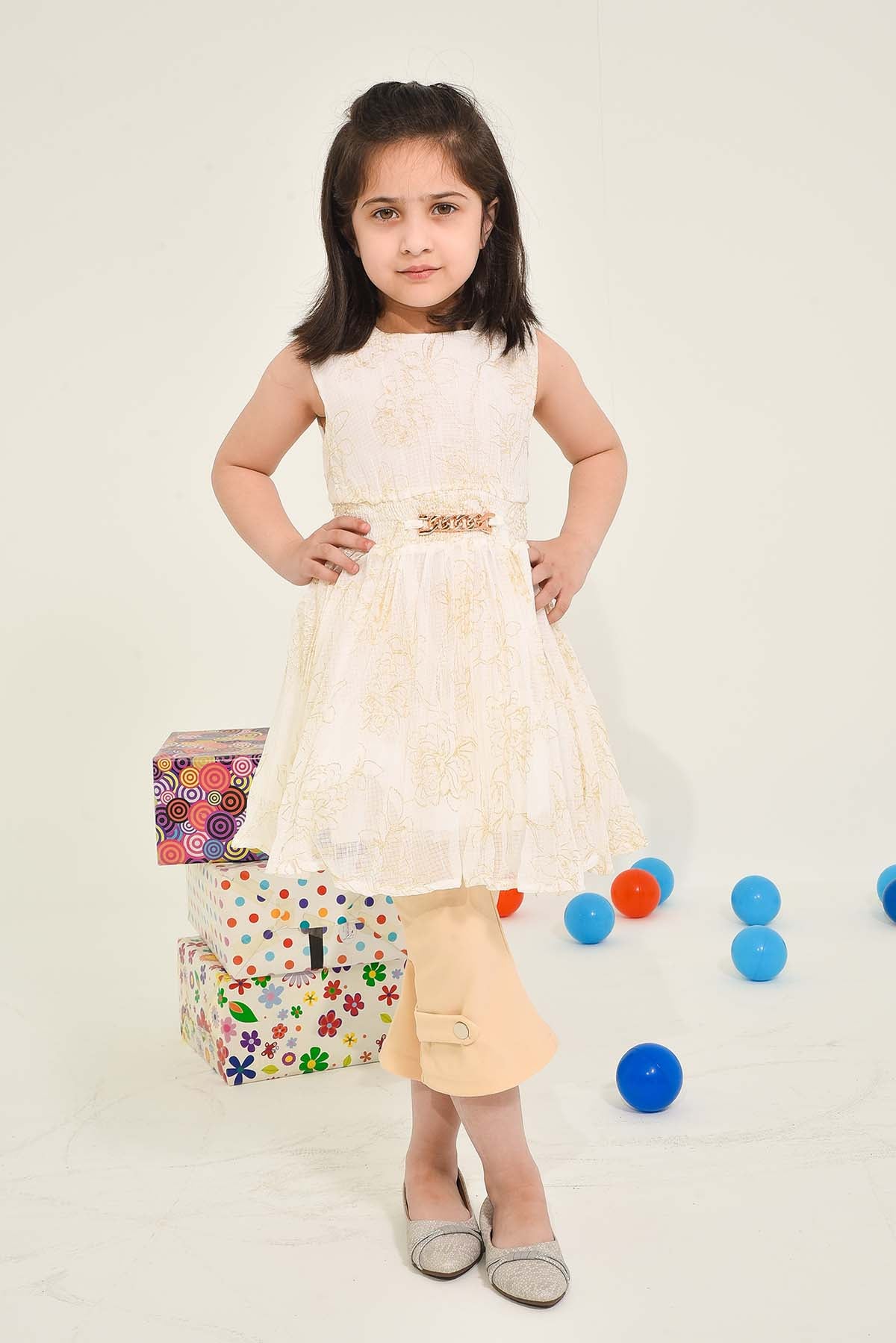 Sleeveless Floral Party Frock for Girls