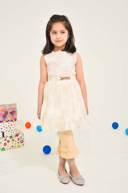 Sleeveless Floral Party Frock for Girls