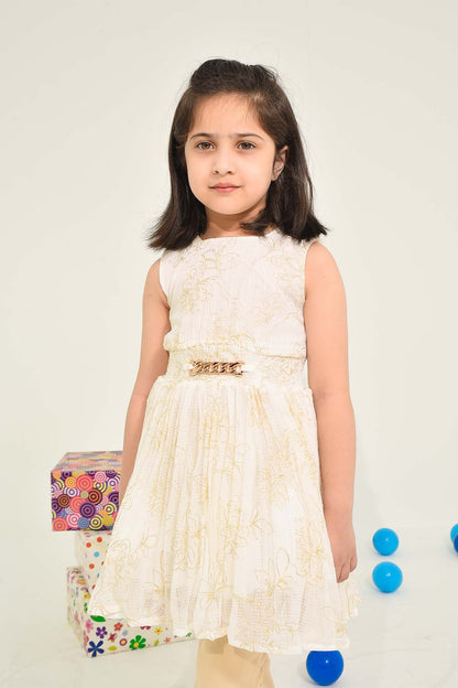 Sleeveless Floral Party Frock for Girls