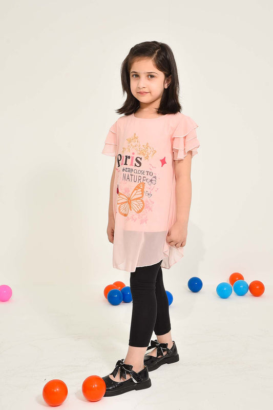 Girls' Paris-Inspired Butterfly Graphic Top