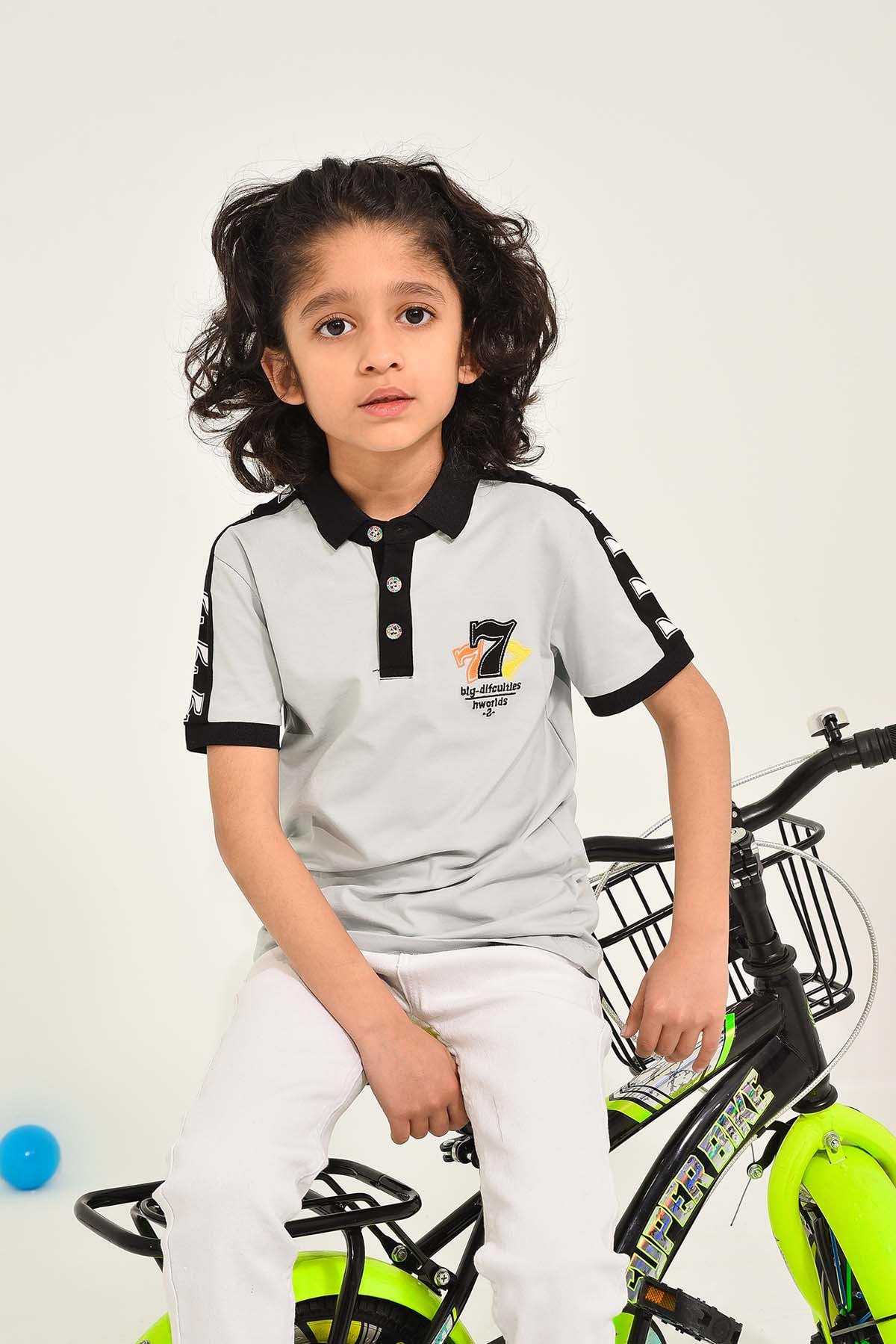 Boys' Light Grey Shirt with Black Accents