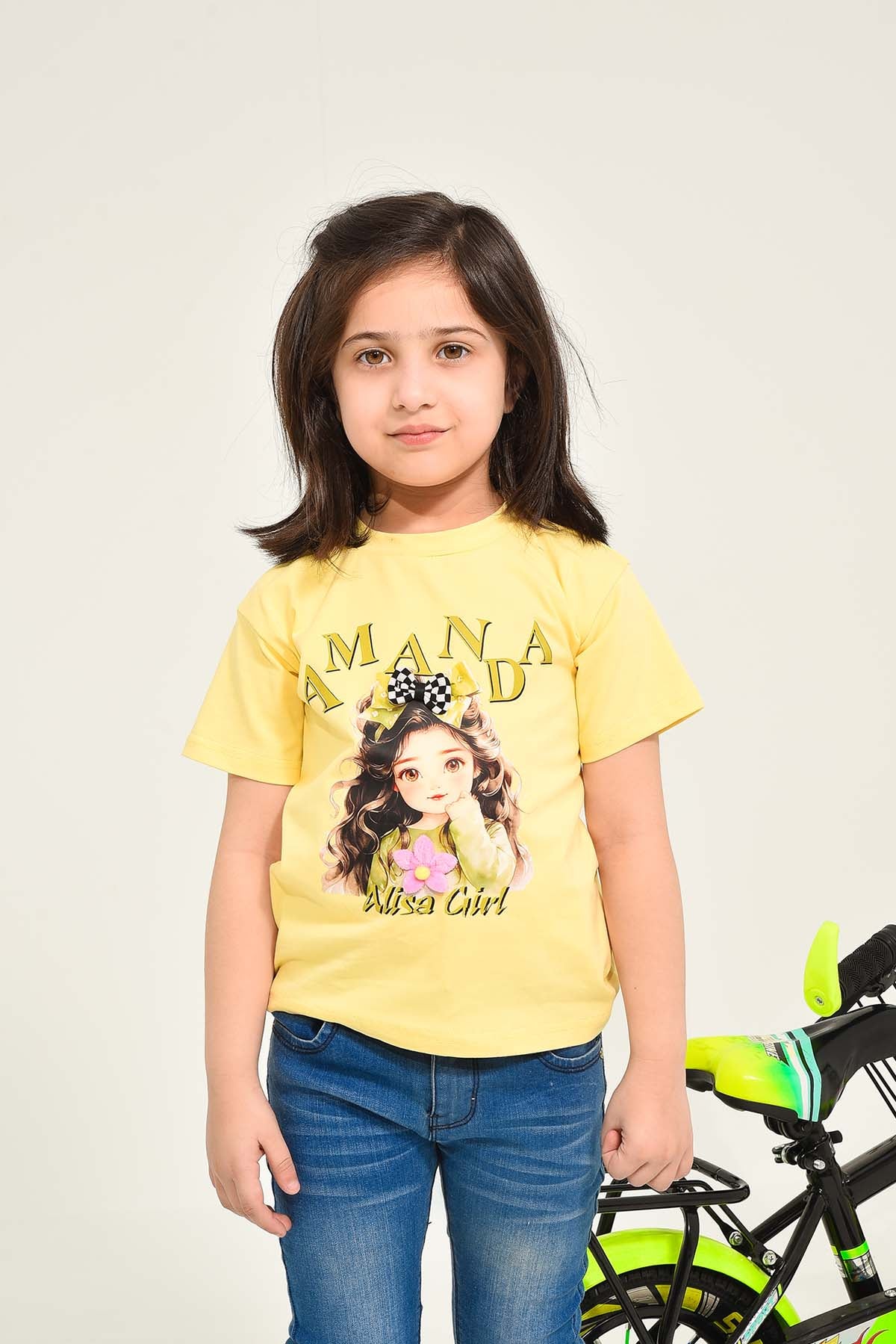 Graphic Print Yellow T-Shirt for Girls