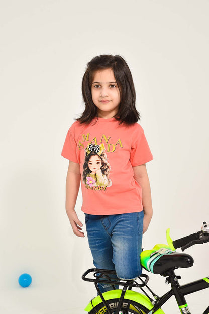 Graphic Print Pink T-Shirt for Girls