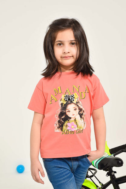 Graphic Print Pink T-Shirt for Girls