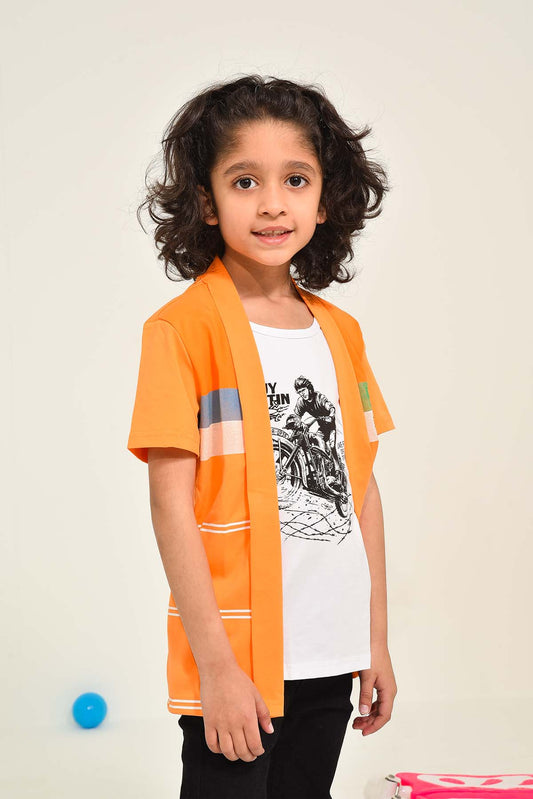 Vibrant Orange Casual Shirt Set