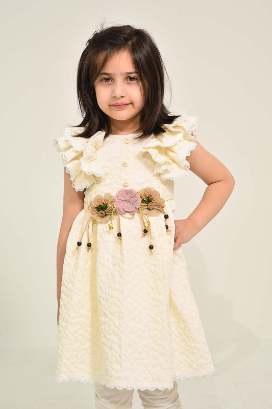 Girls' Cream Ruffle Frock