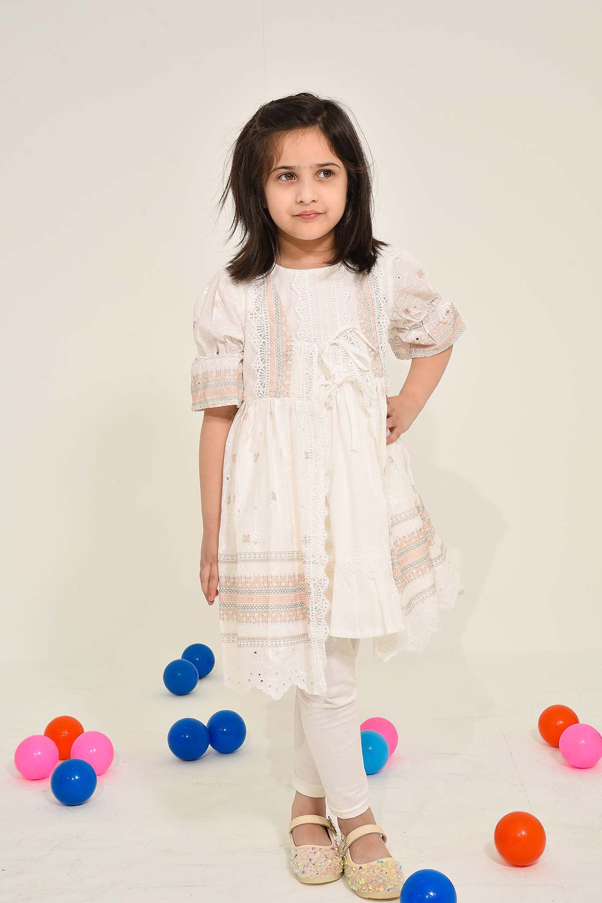 Elegant Grey Lace Frock for Girls