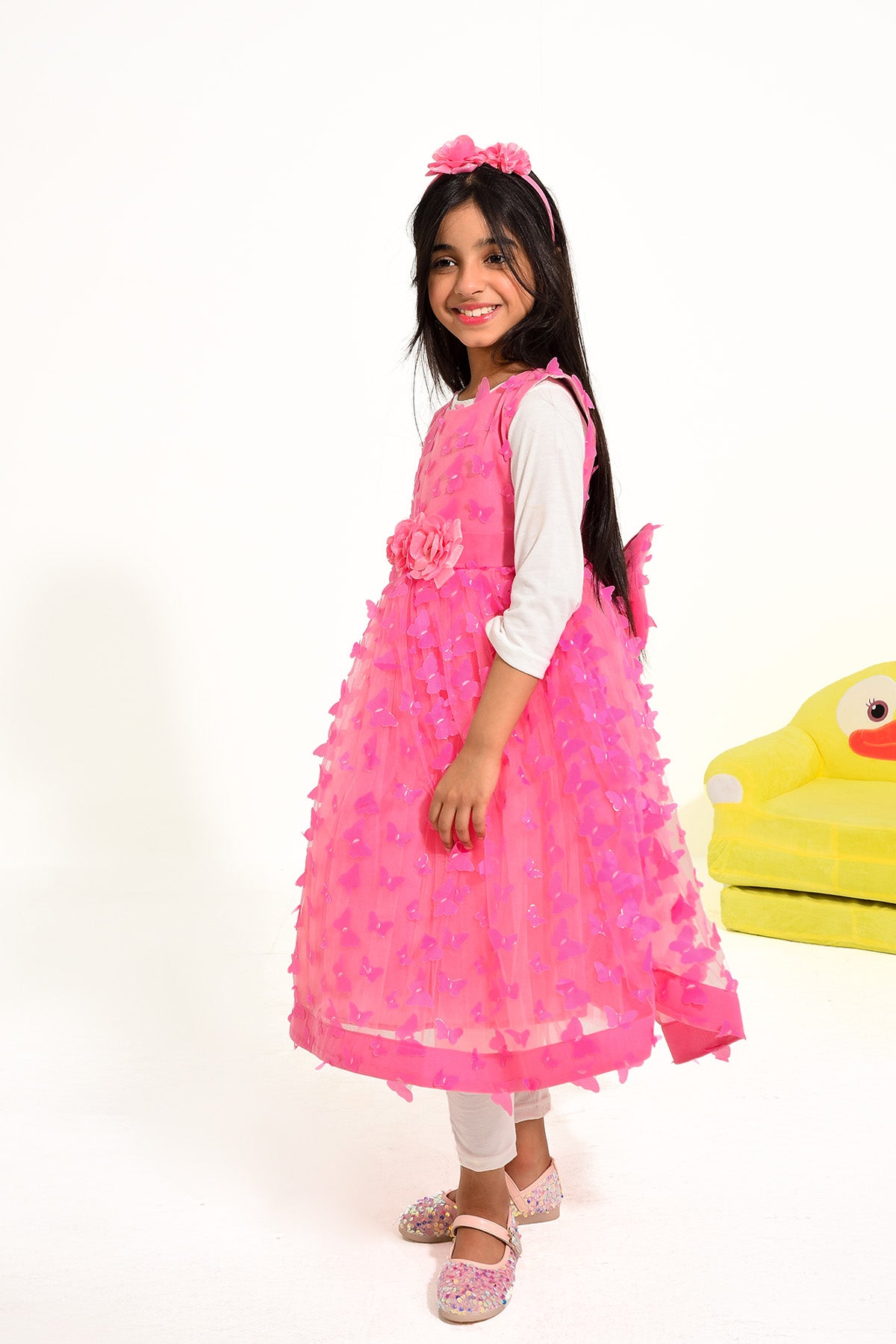 Elegant Pink Floral Frock for Girls