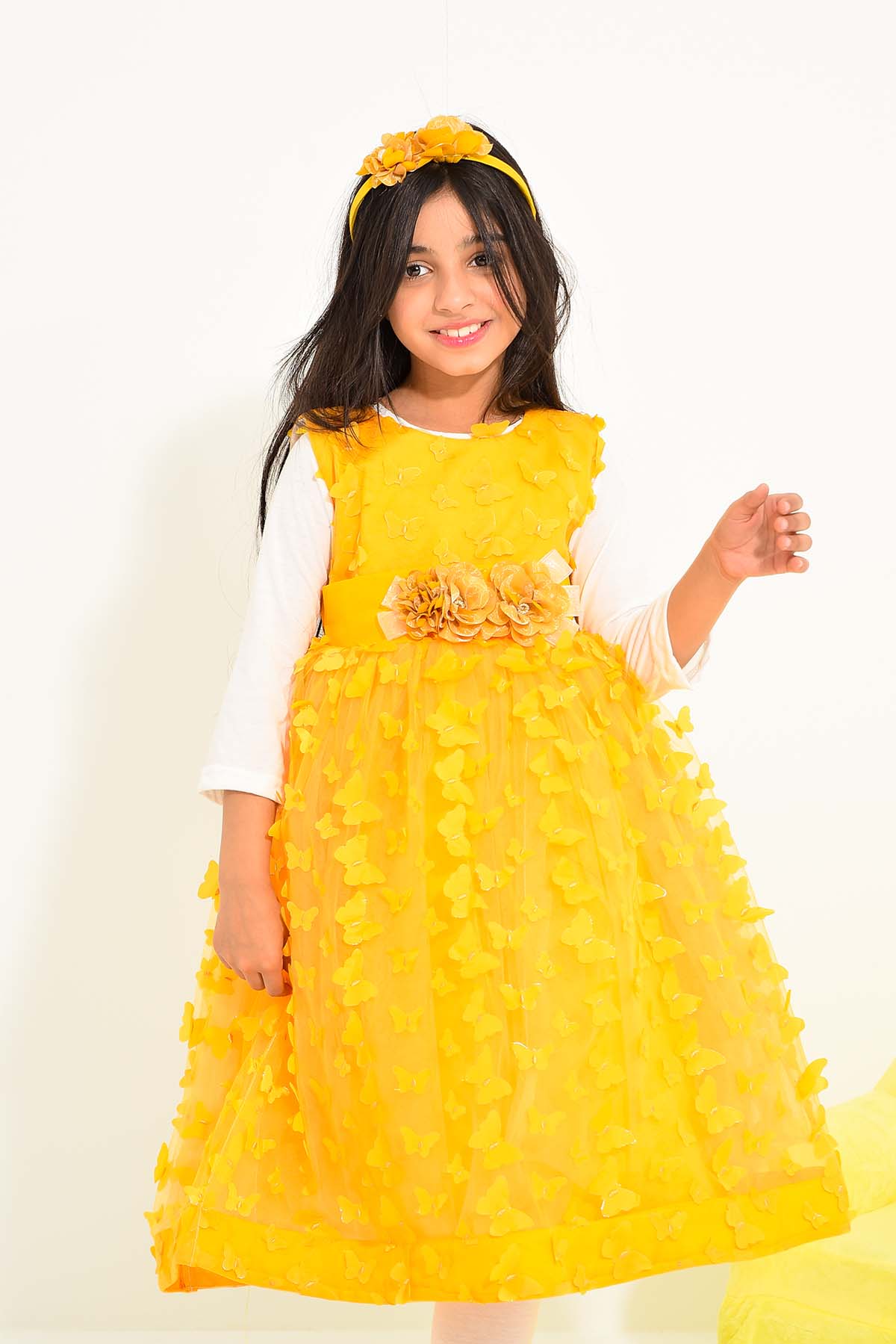 Elegant Yellow Floral Frock for Girls