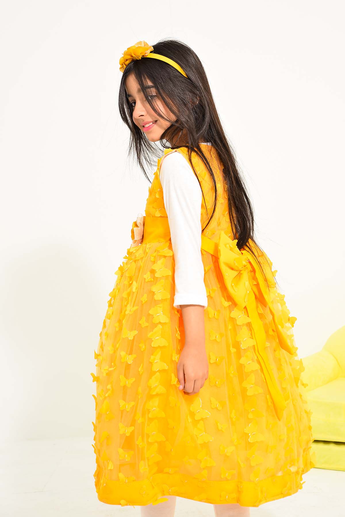 Elegant Yellow Floral Frock for Girls