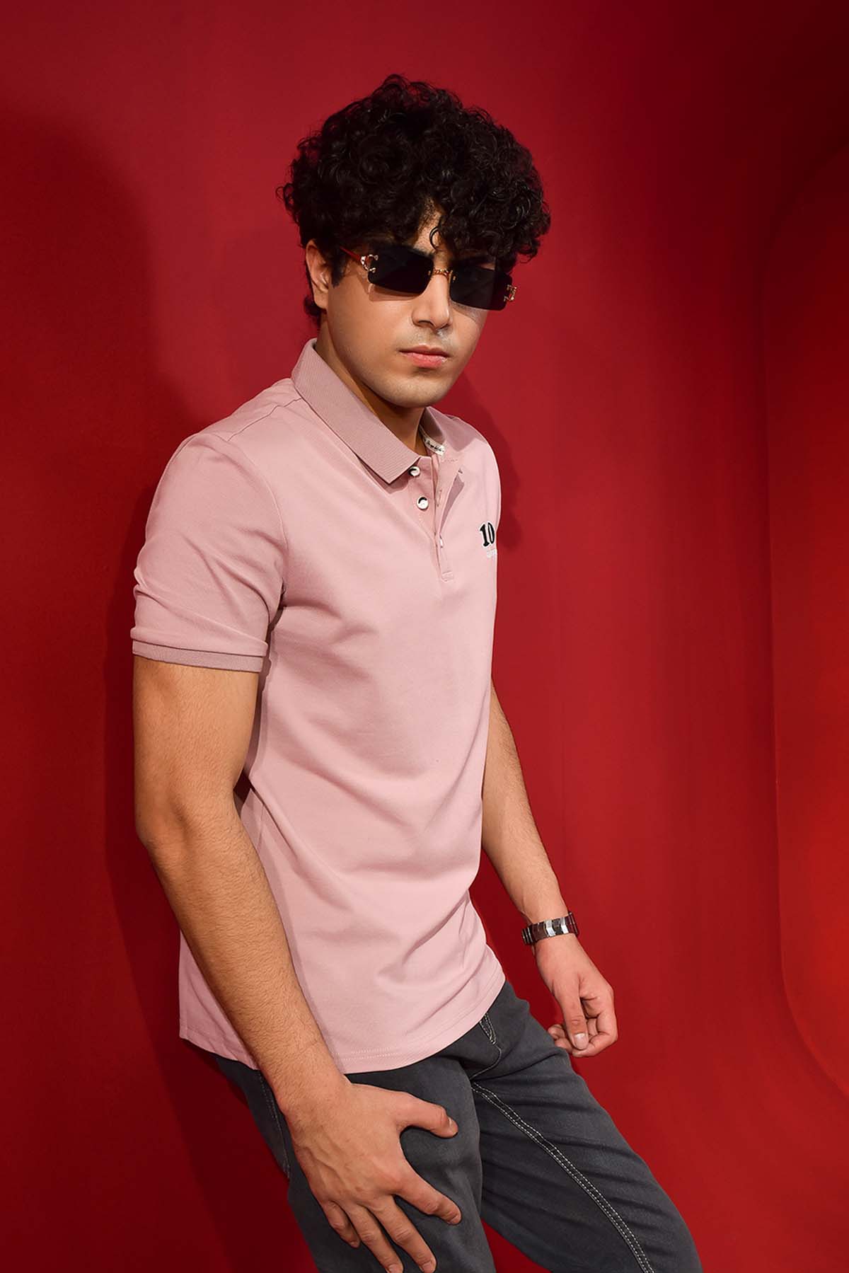 Men's Light Pink Polo T-Shirt