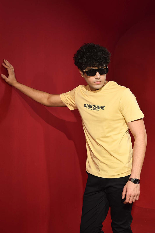 Graphic Yellow Round Neck T Shirt