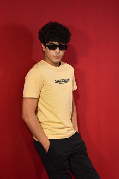 Graphic Yellow Round Neck T Shirt