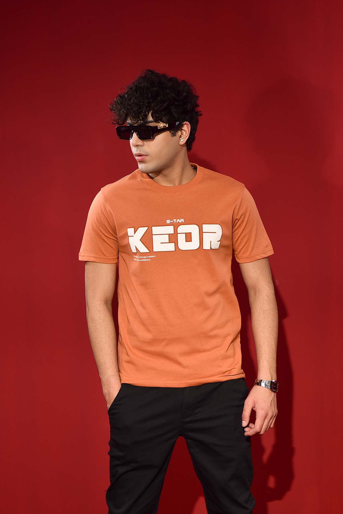 Orange T Shirt With White Logo