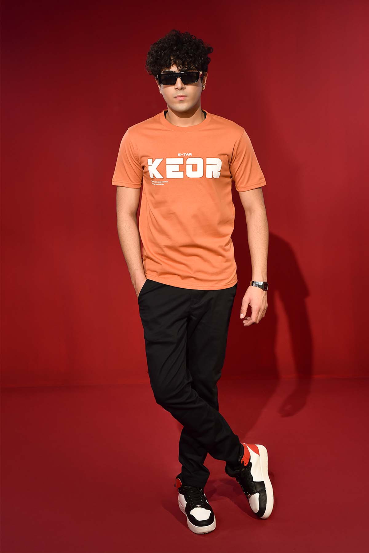 Orange T Shirt With White Logo