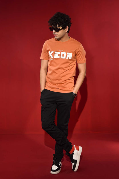 Orange T Shirt With White Logo