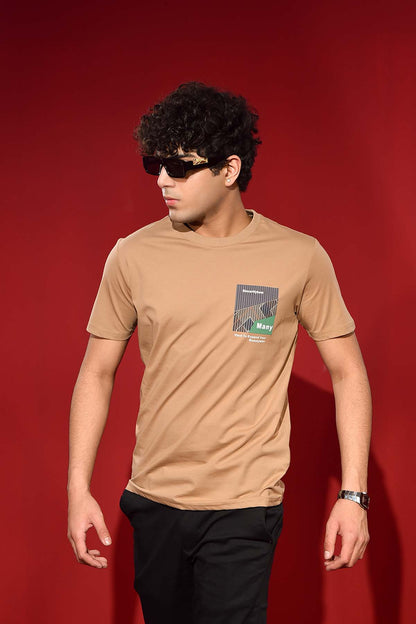 Brown Round Neck T Shirt