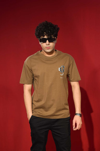 Dark Brown Round Neck T Shirt