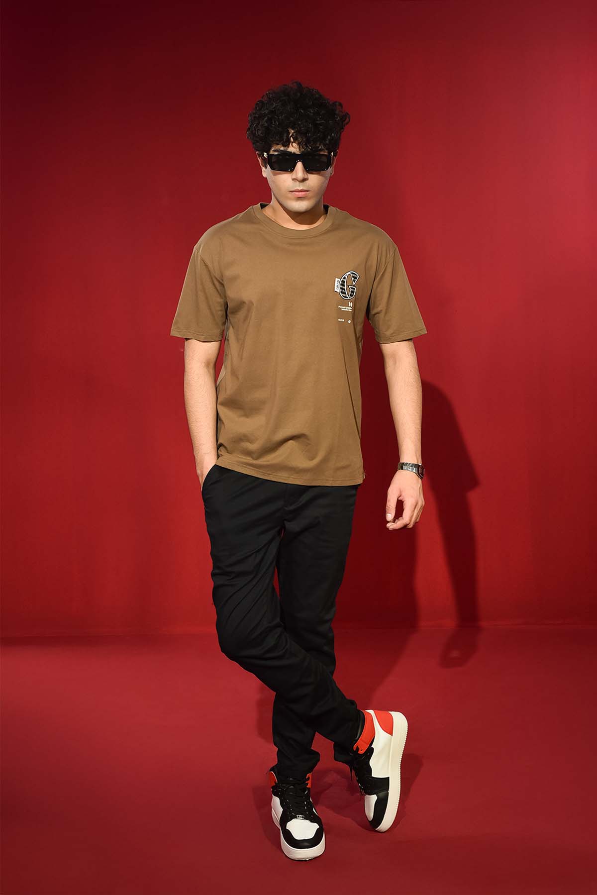 Dark Brown Round Neck T Shirt