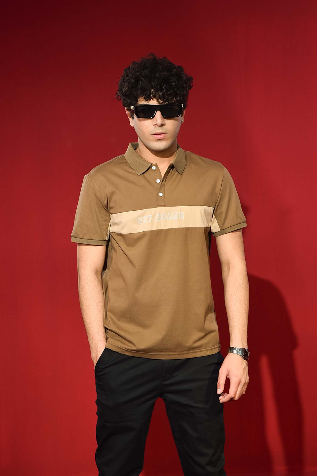 Men's Brown Strip T-Shirt