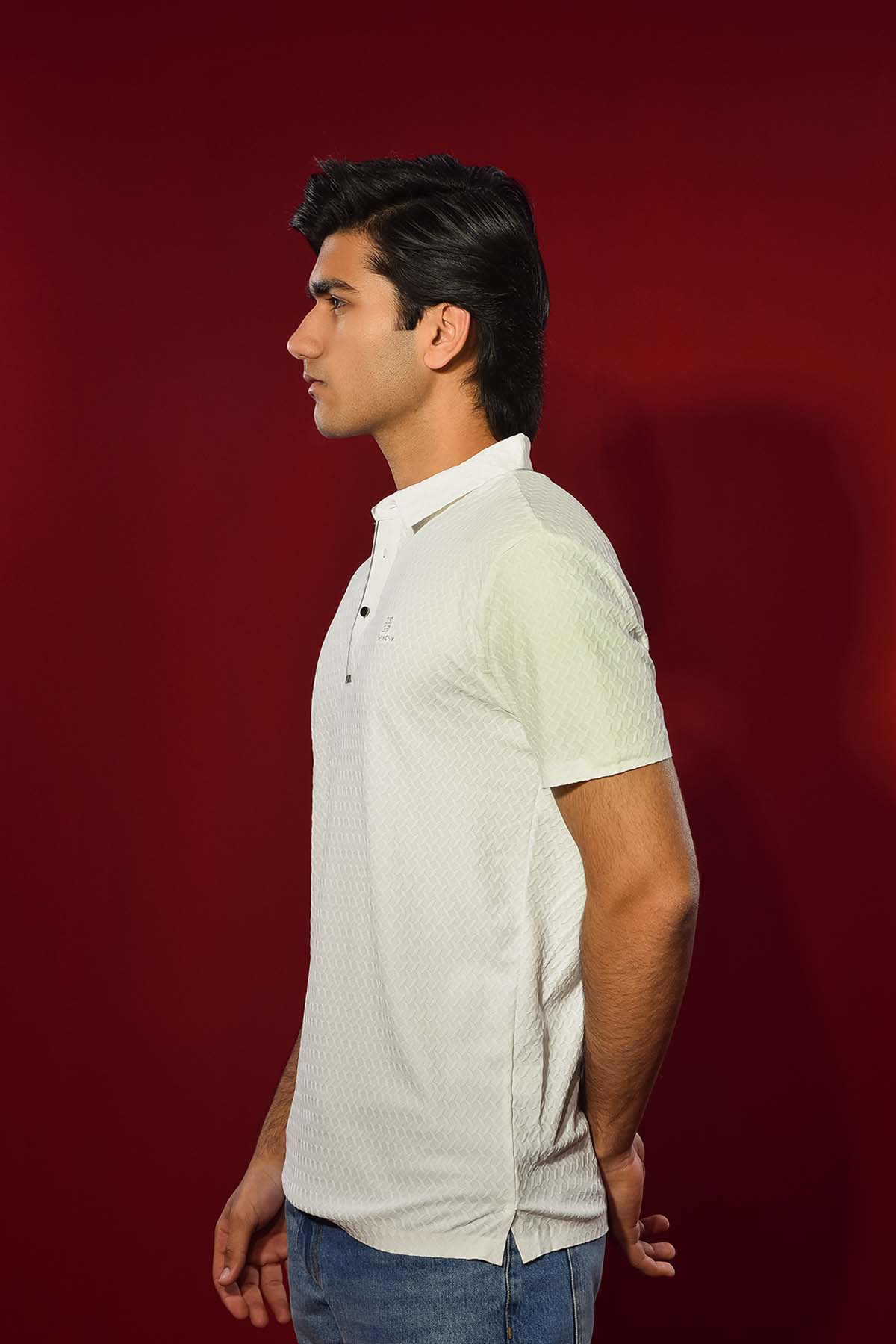 Men's Textured Polo Shirt – White