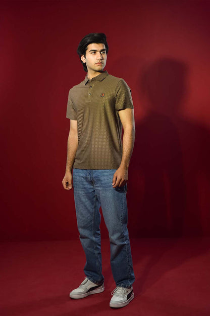 Men's Textured Polo Shirt – D Brown