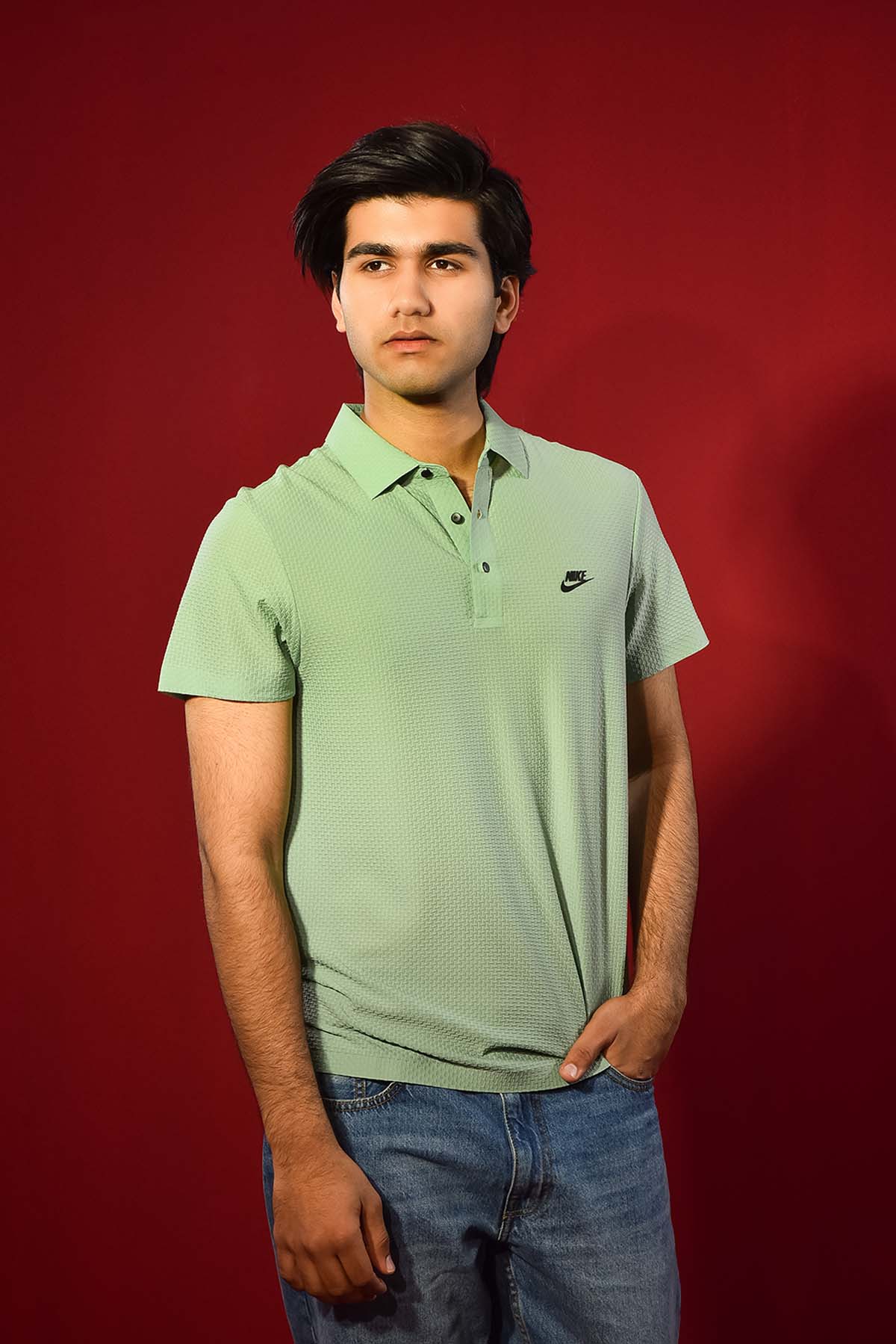 Men's Textured Polo Shirt – GREEN