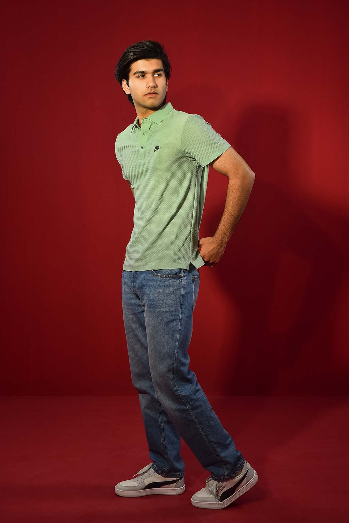 Men's Textured Polo Shirt – GREEN