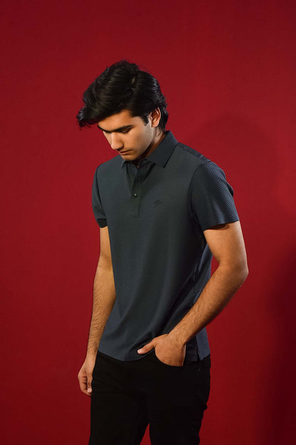 Men's Black Ribbed Short-Sleeve Shirt