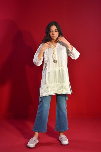 Cotton Kurti with Pearls