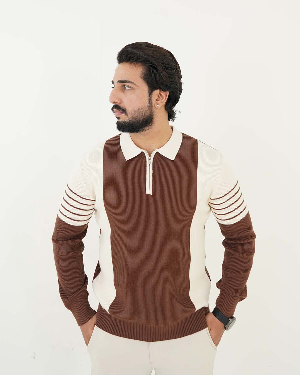 Zip Neck Polo Sweater