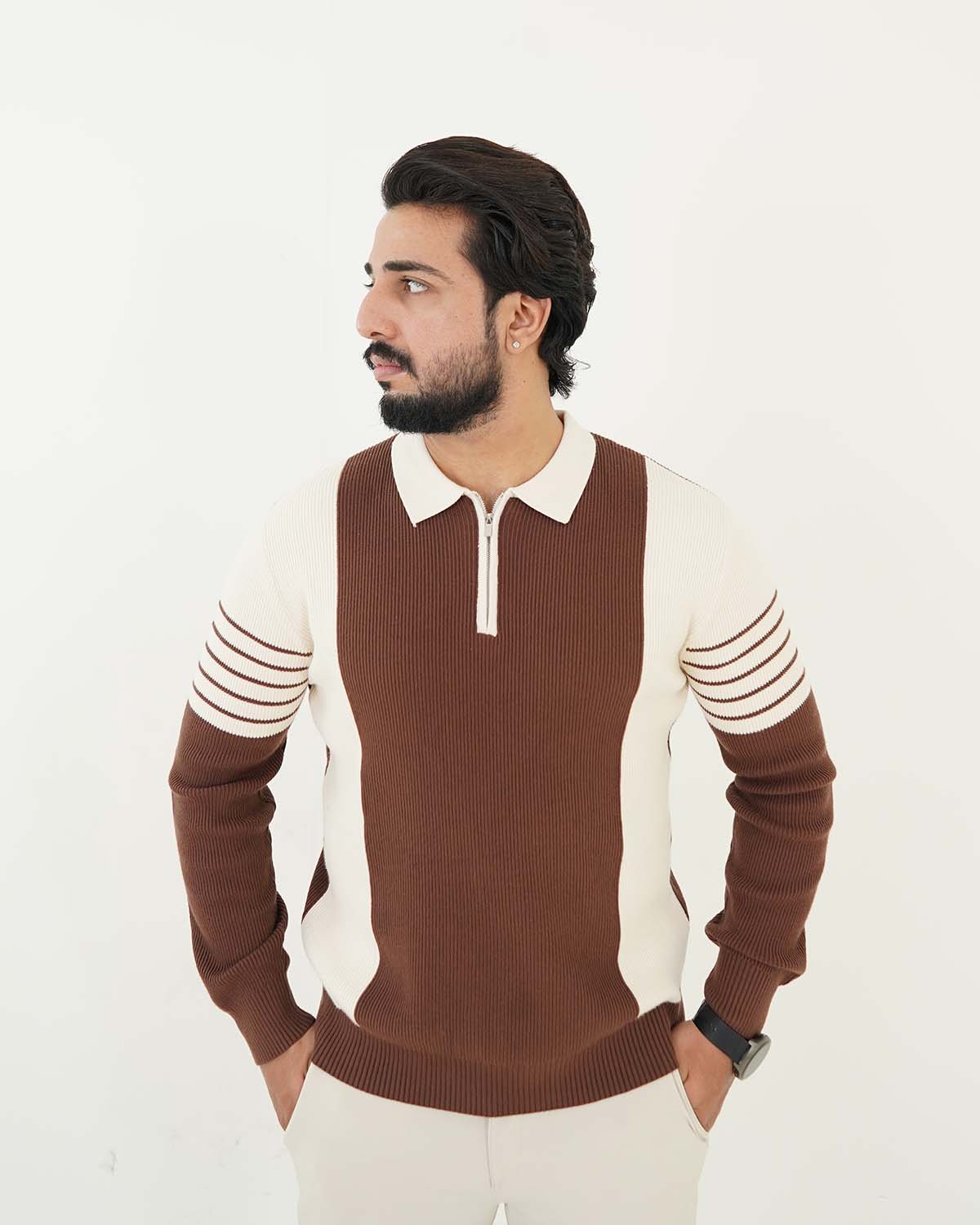 Zip Neck Polo Sweater