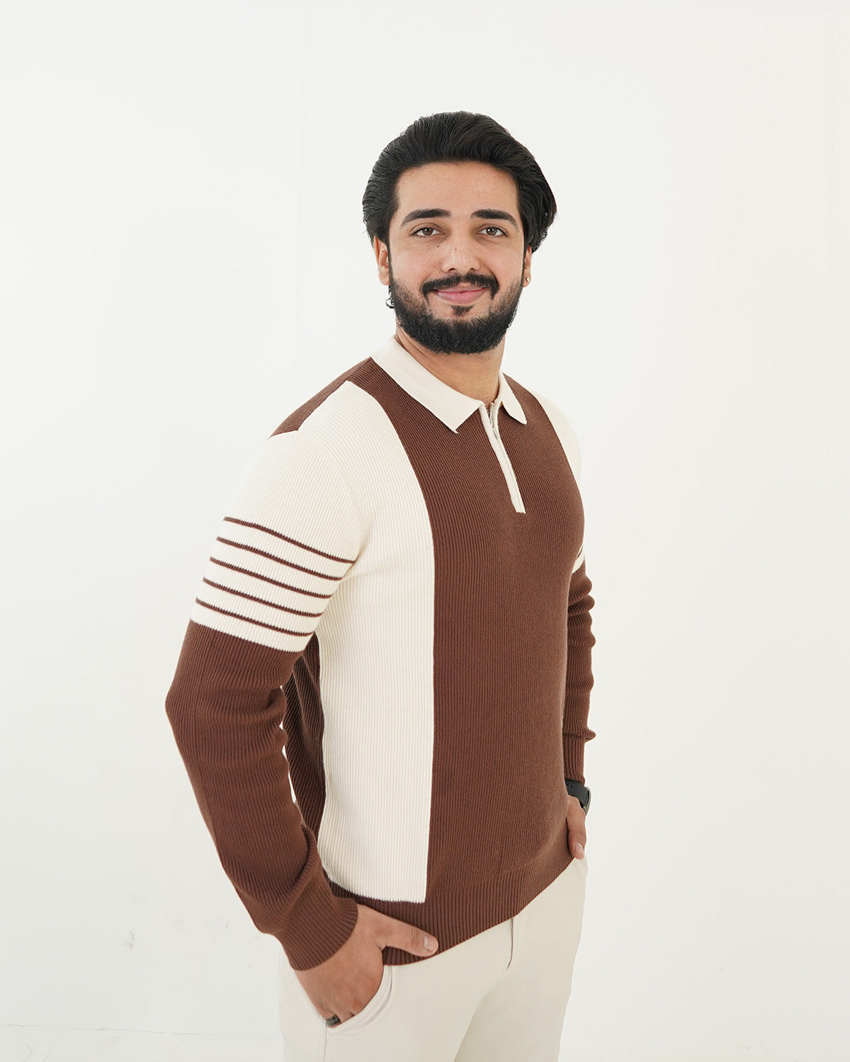 Zip Neck Polo Sweater