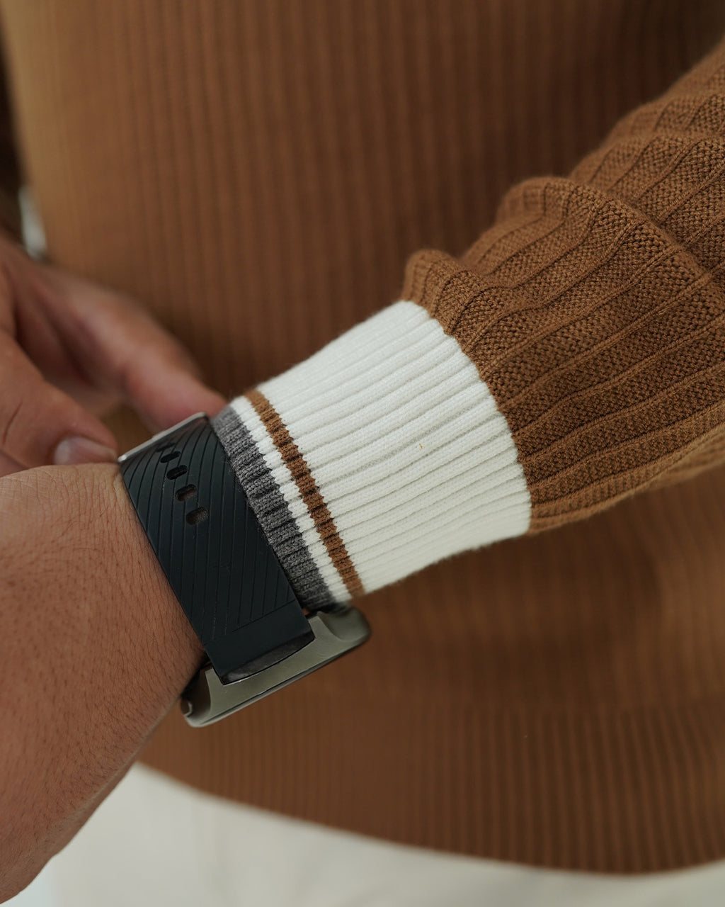 Camel Brown Johnny Collar Sweater