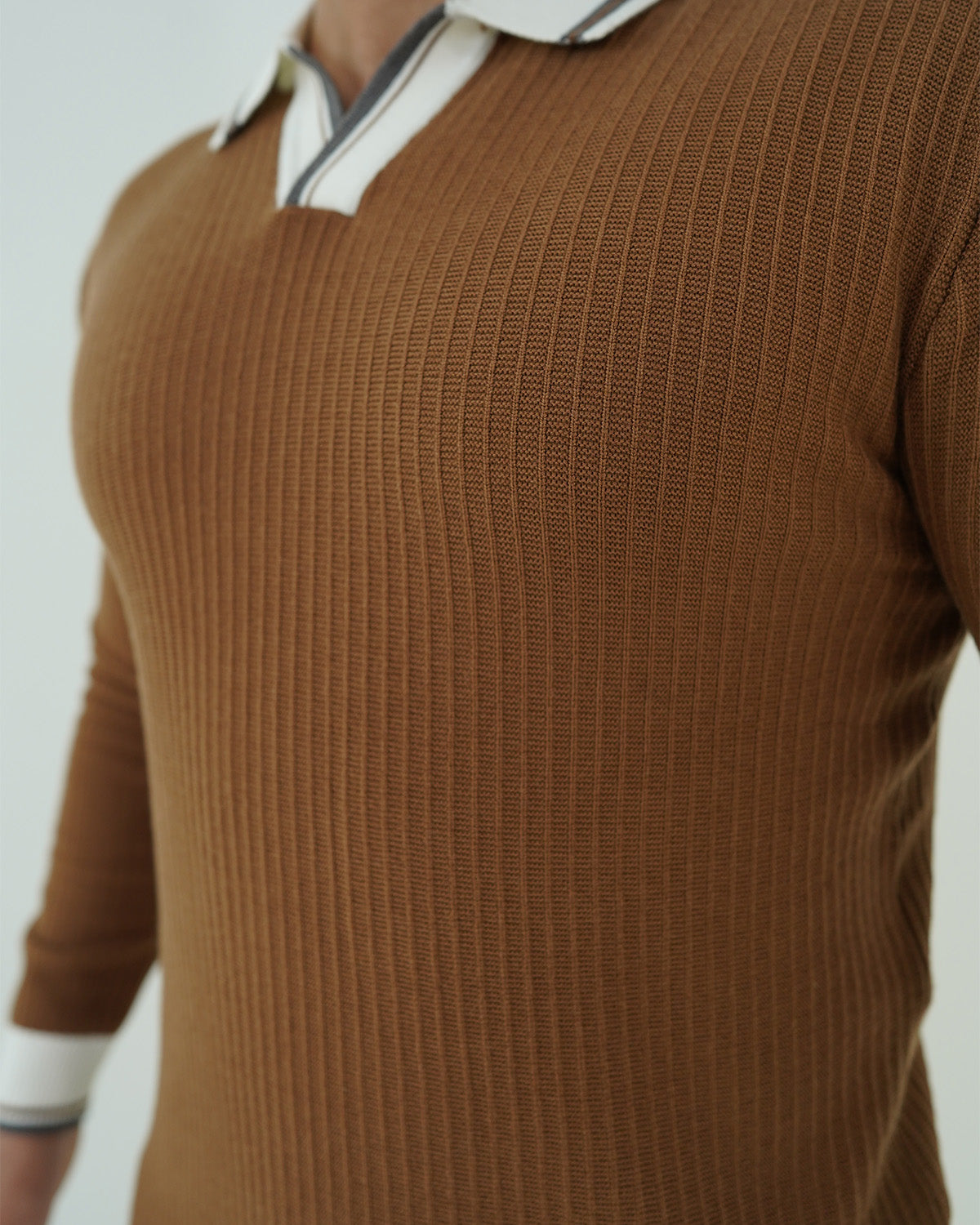 Camel Brown Johnny Collar Sweater