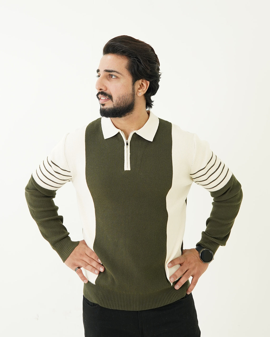 Zip Neck Polo Sweater