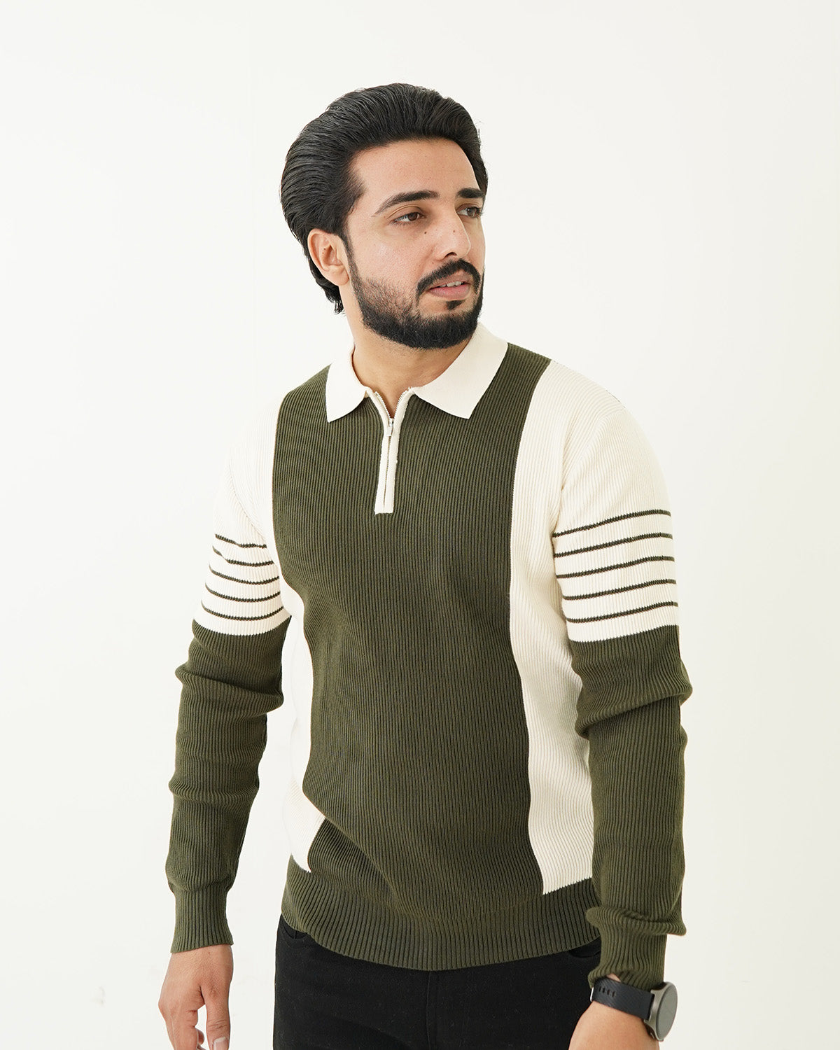 Zip Neck Polo Sweater
