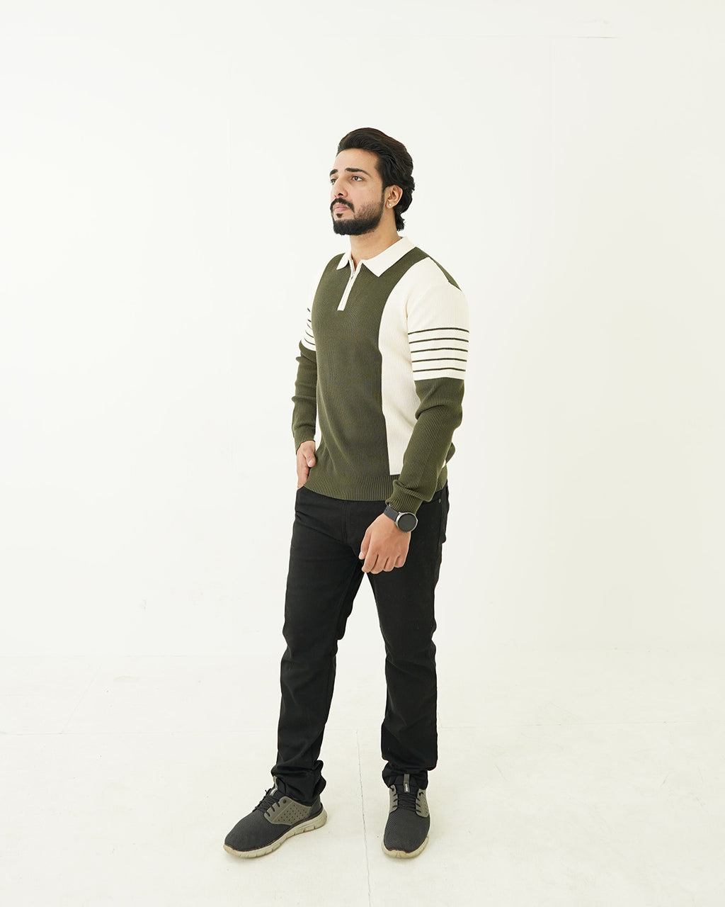 Zip Neck Polo Sweater