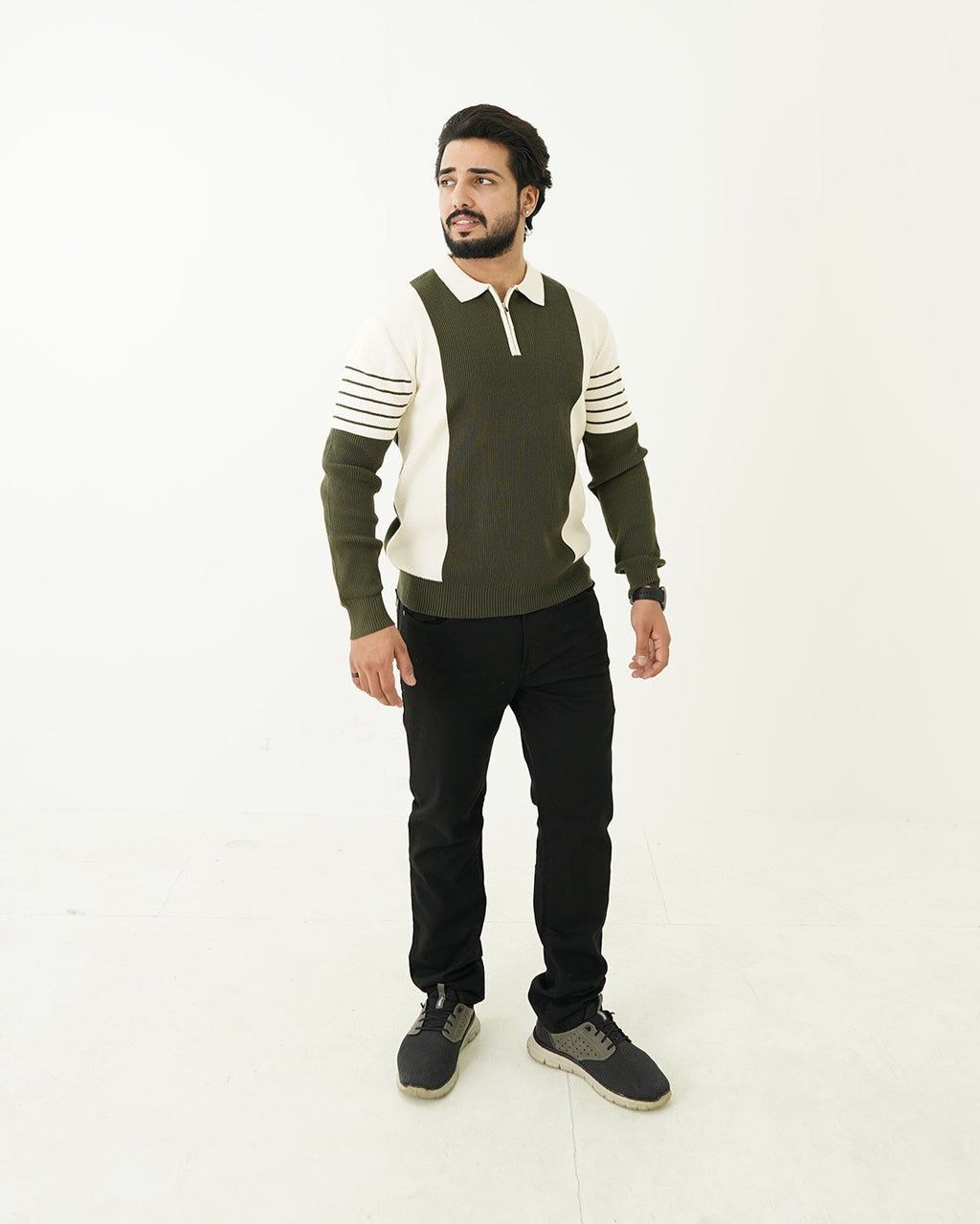 Zip Neck Polo Sweater